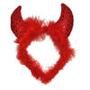 Duivel diadeem haarband met veren en pailletten - rood - halloween - Verkleedhoofddeksels