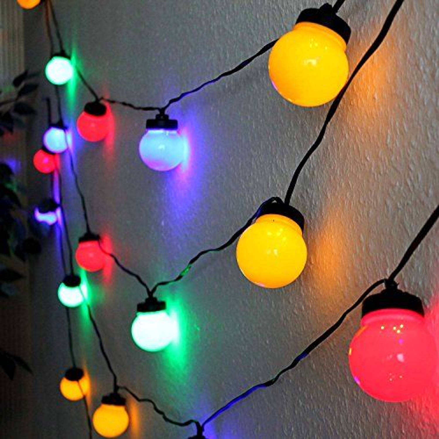 Party lighting feestverlichting met 20 gekleurde led lampen (12,50m)