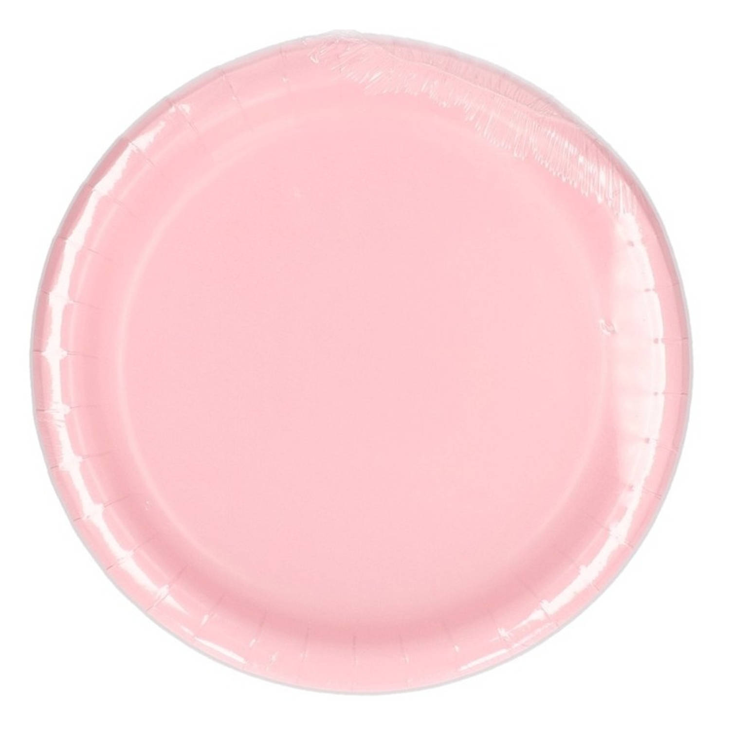 8x pastel roze wegwerp bordjes van karton 23 cm - Feestbordjes