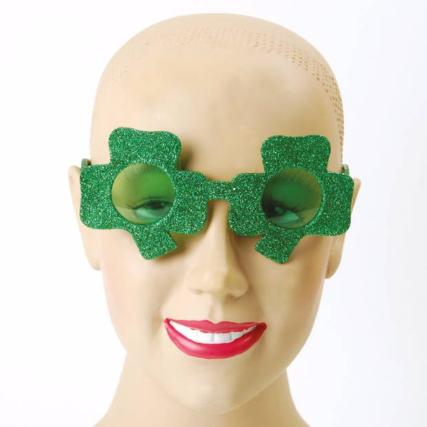 Groene bril met klavertje drie - Verkleedbrillen