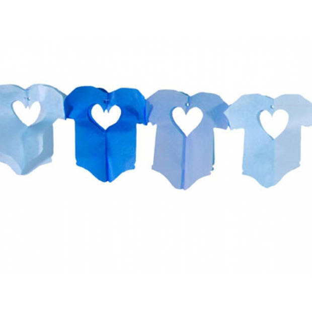 Blauwe baby slinger met rompertjes - 600 cm - papier - Feestslingers