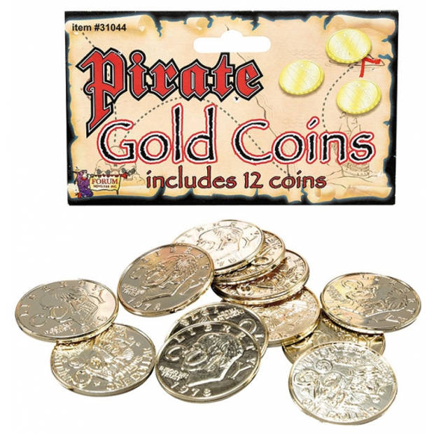 Goud piraten carnaval geld 12 munten - Verkleedattributen