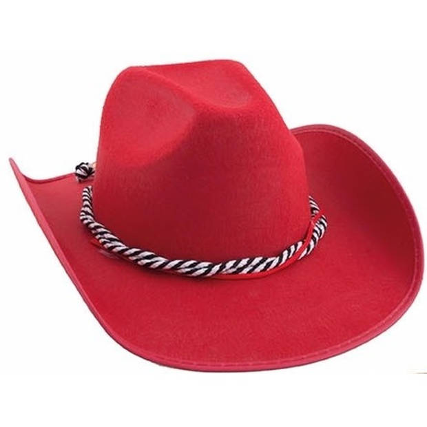 Cowboyhoed voor volwassenen - rood - Carnaval verkleed - Western - sheriff - cowboy - Verkleedhoofddeksels