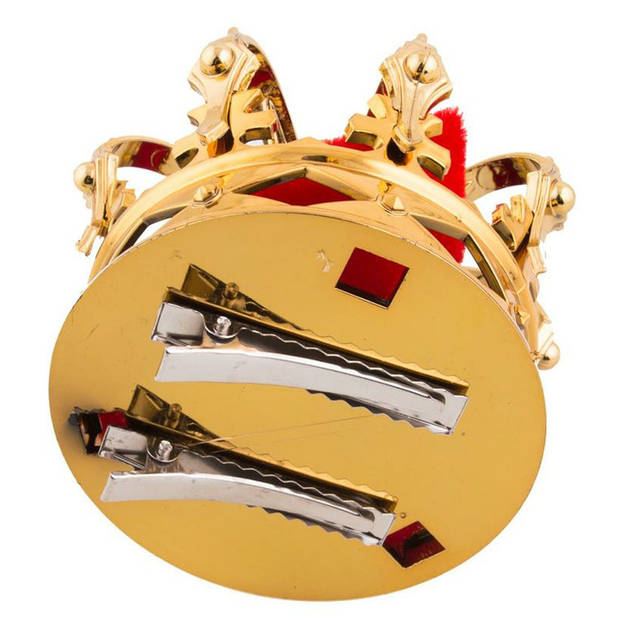 Mini konings kroontje goud 8 cm op clip - Verkleedhoofddeksels