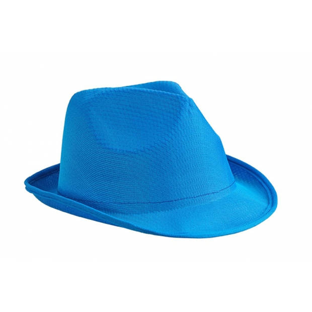 Trilby feesthoedje - blauw - volwassenen - carnaval hoeden - Verkleedhoofddeksels