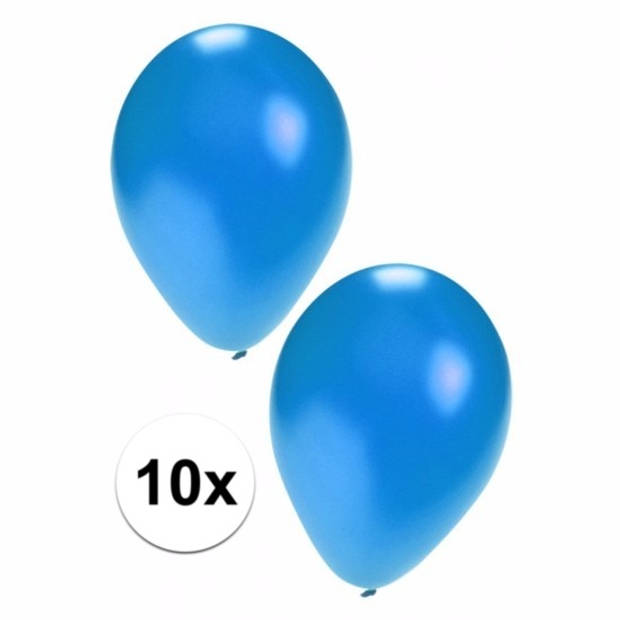 Blauwe grote metallic ballonnen 10 stuks - Ballonnen