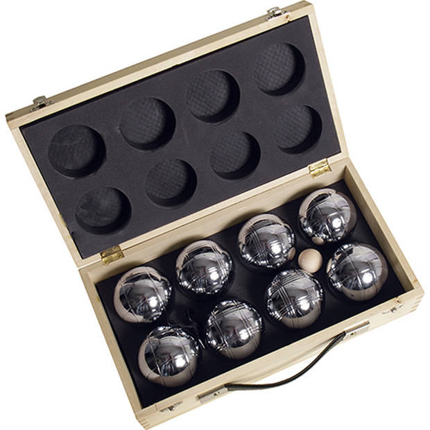 Jeu de Boules set metaal (8st.) in houten doos