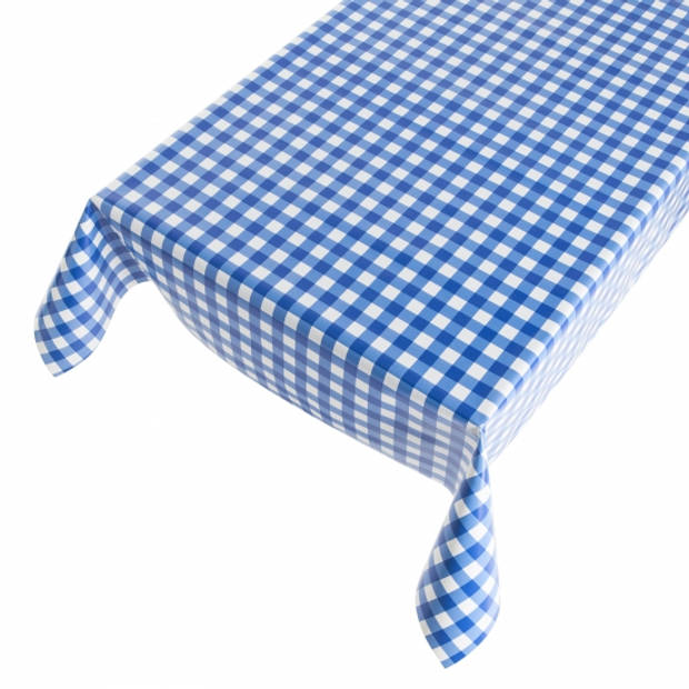 Blauwe/witte tafelkleden/tafelzeilen ruit print 140 x 245 cm rechthoekig - Tafelzeilen