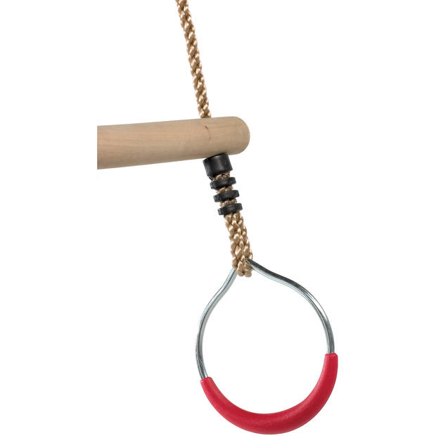 KBT ringtrapeze hout met metalen ringen rood