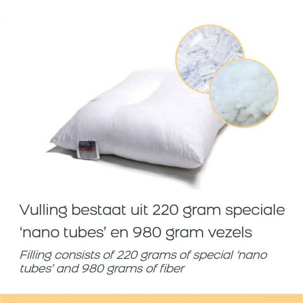 Konbanwa Pillow - Slaapkussen 50x60cm - Met 220 gr nano tubes en vezels - Ademend hoofdkussen