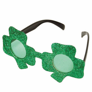 Groene bril met klavertje drie - Verkleedbrillen