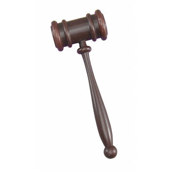 Rechter/Veiling/Voorzitters hamer bruin plastic 28 cm - Verkleedattributen
