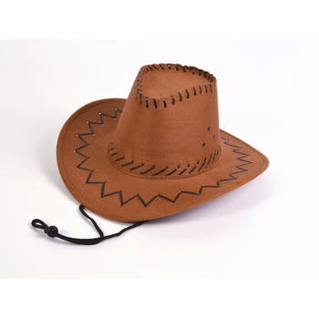 Rubies Bruine leren kinder cowboyhoed - Carnaval verkleed hoed - Verkleedhoofddeksels