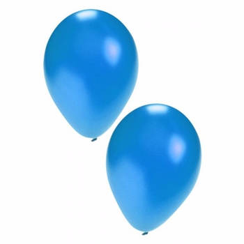 Blauwe grote metallic ballonnen 10 stuks - Ballonnen