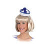 Mini matrozen/zeeman hoedje blauw/wit op haarband - Verkleedhoofddeksels