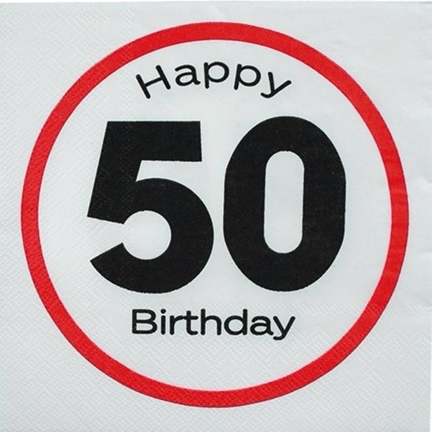 20x stuks 50e verjaardag servetten verkeersbord - Feestservetten