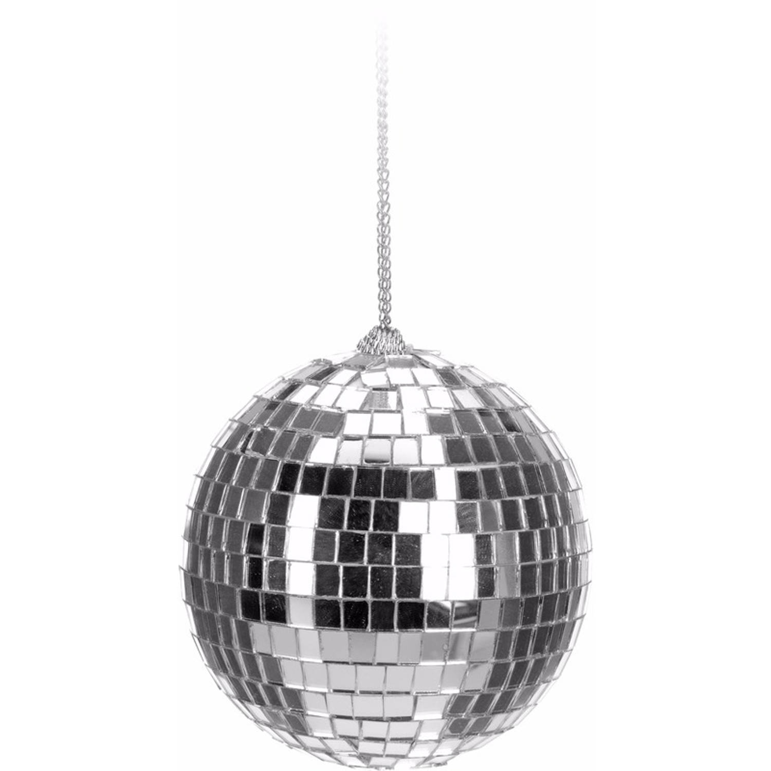 Kerst discobal zilver 6 cm kerstbal