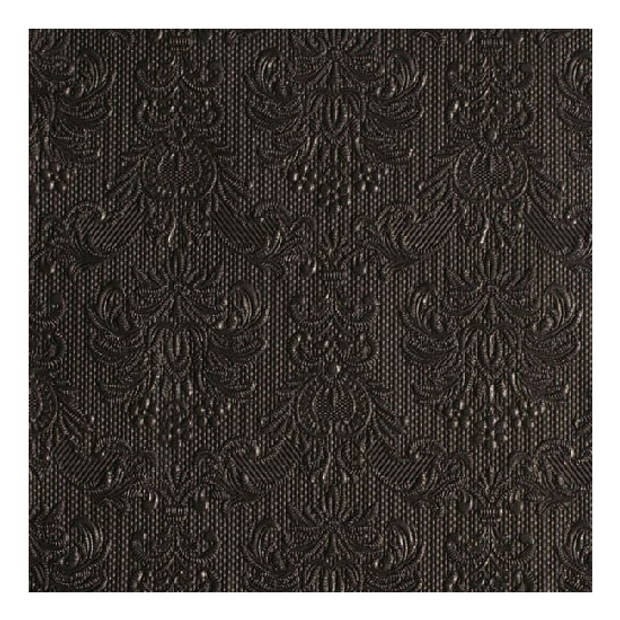 30x stuks servetten zwart met decoratie 3-laags - Feestservetten
