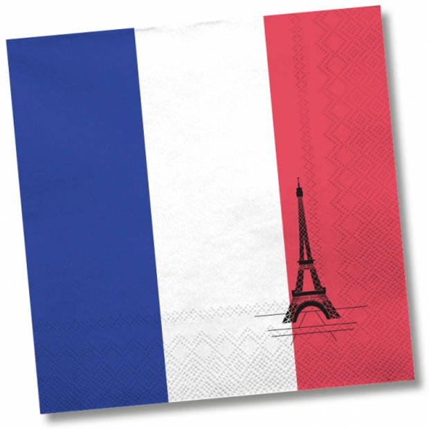 Papieren vlag van Frankrijk thema servetten 20 stuks - Feestservetten