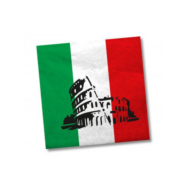 100x Italiaanse vlag/Italie feest servetten 33 x 33 cm - Feestservetten