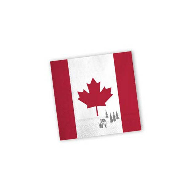 Papieren Canada vlaggetjes servetten 20x stuks - Feestservetten