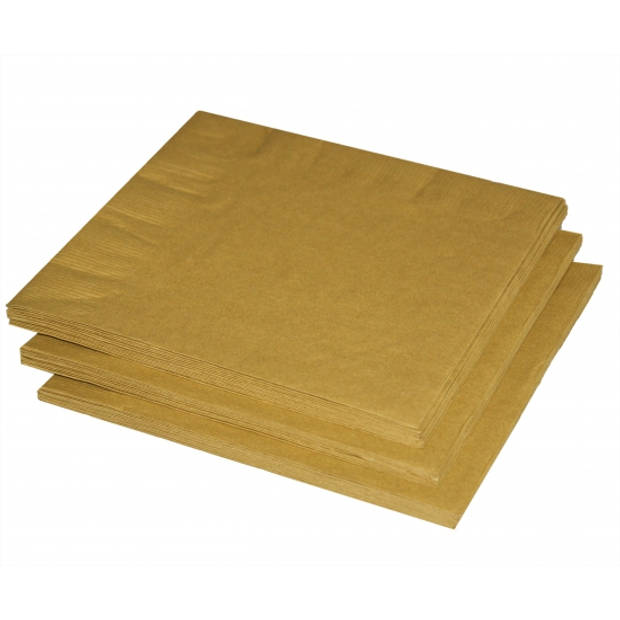 20x stuks Gouden papieren servetten 33x33 cm - Feestservetten