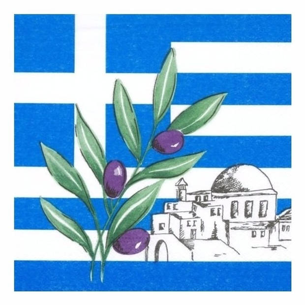 50x Griekenland landen thema servetten - Feestservetten