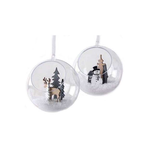 2x stuks open kerstballen om te vullen 8 cm - Kerstbal