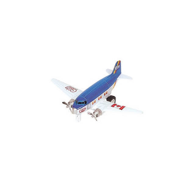 Dubbele propeller vliegtuig blauw 12 cm - Speelgoed vliegtuigen