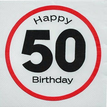 20x stuks 50e verjaardag servetten verkeersbord - Feestservetten