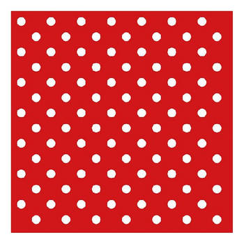 40x Rode papieren servetten met witte stippen - Feestservetten