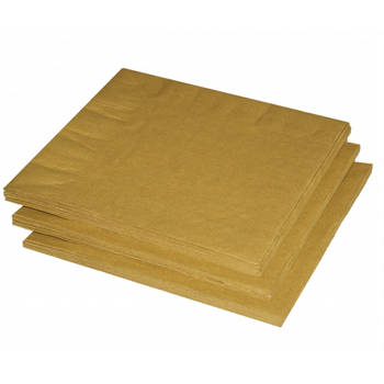 20x stuks Gouden papieren servetten 33x33 cm - Feestservetten
