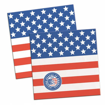 20x Amerikaanse vlag/USA feest servetten 25 x 25 cm verjaardag - Feestservetten