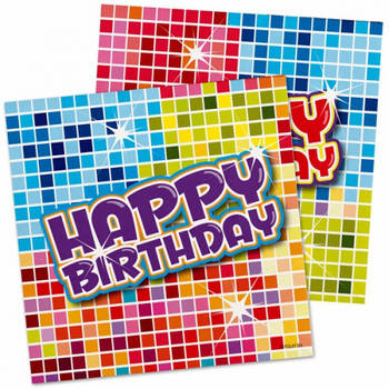 32x Happy birthday feest servetten Confetti 25 x 25 cm verjaardag - Feestservetten