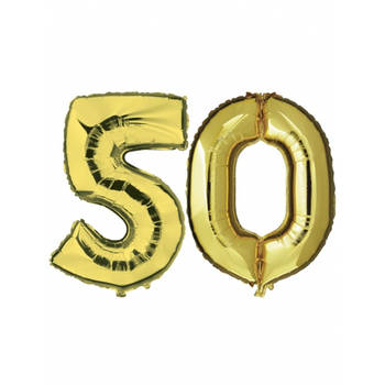 50 jaar huwelijk folie ballonnen goud - Ballonnen