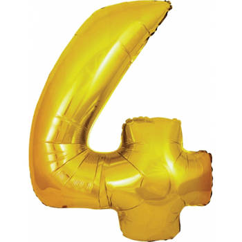 Gouden ballon cijfer 4 - Ballonnen