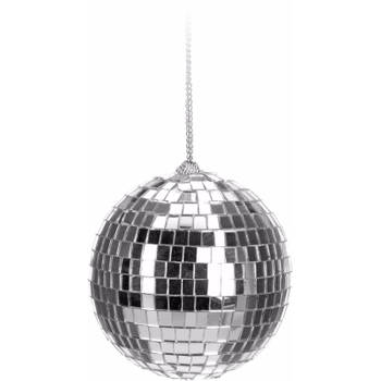 1x Zilveren discoballen/discobollen kerstballen 6 cm - Kerstbal
