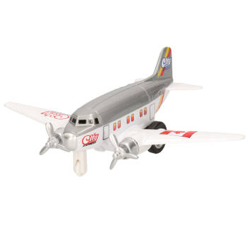 Dubbele propeller vliegtuig grijs 12 cm - Speelgoed vliegtuigen