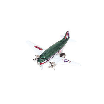 Dubbele propeller vliegtuig groen 12 cm - Speelgoed vliegtuigen