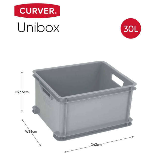 Curver Unibox Classic Opbergbox L - 30L - 43x35x23,5cm - Grijs