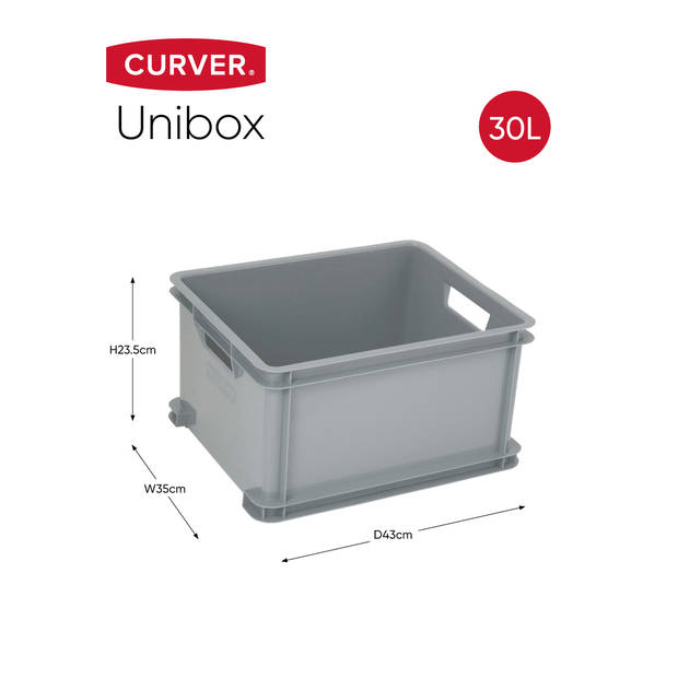 Curver Unibox Classic Opbergbox L - 3x30L - 43x35x23,5cm - Grijs