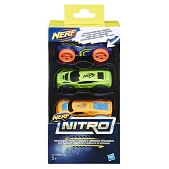 NERF Nitro schuimauto's - 3 stuks - blauw/groen/oranje