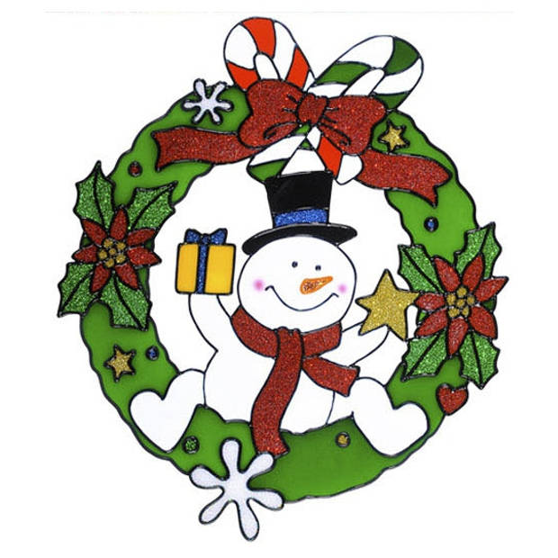 Kerst decoratie stickers sneeuwpop plaatjes 30 cm - Feeststickers
