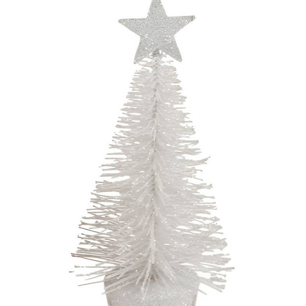 Klein wit kerstboompje 15 cm kerstdecoratie/kerstversiering - Kunstkerstboom