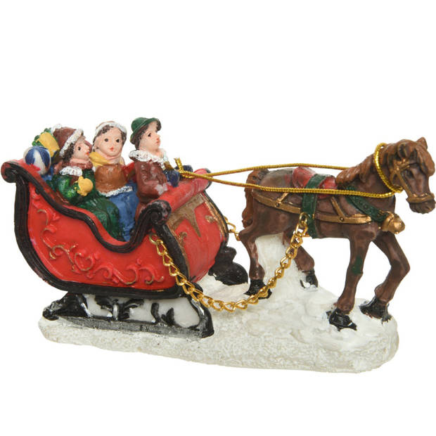 Kerstdorp maken kerstbeelden slee met paard 12 cm - Kerstdorpen