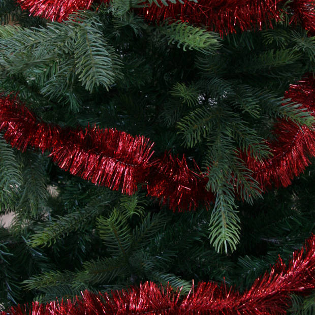 Decoris kerstslinger - rood - 270 x 7,5 cm - tinsel/folie - lametta slinger - Kerstslingers