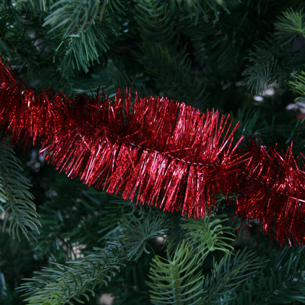 3x Rode glitter kerstboomslinger 270 cm - Kerstslingers