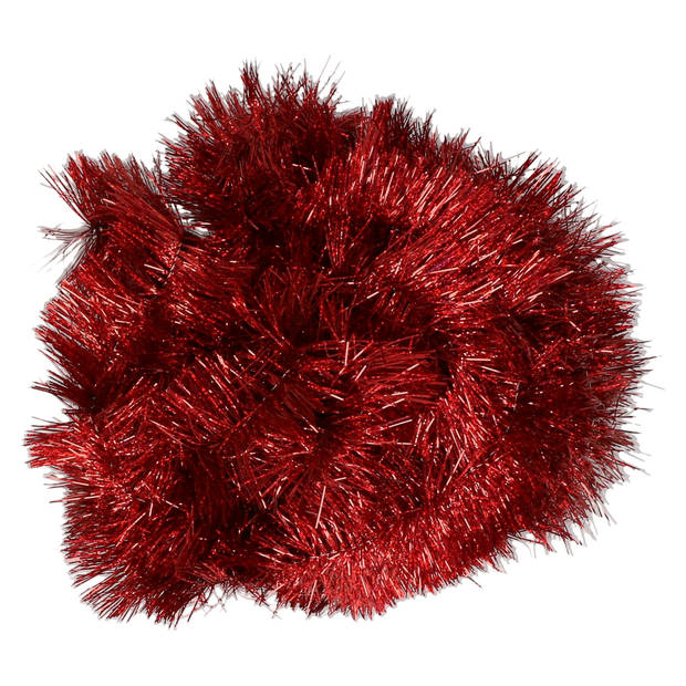 Decoris kerstslinger - rood - 270 x 7,5 cm - tinsel/folie - lametta slinger - Kerstslingers