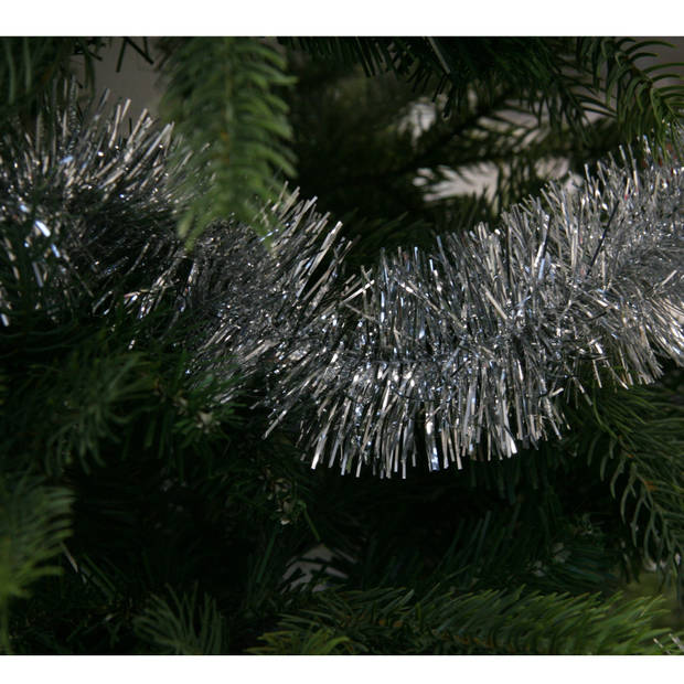 2x Zilveren kerstboomslinger 270 cm - Kerstslingers
