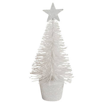 Klein wit kerstboompje 15 cm kerstdecoratie/kerstversiering - Kunstkerstboom
